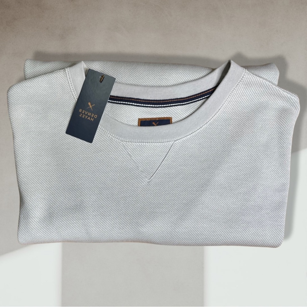 Denver Hayes Men’s Light Gray/Stone Crew Neck Long Sleeve Textured Pullover XL